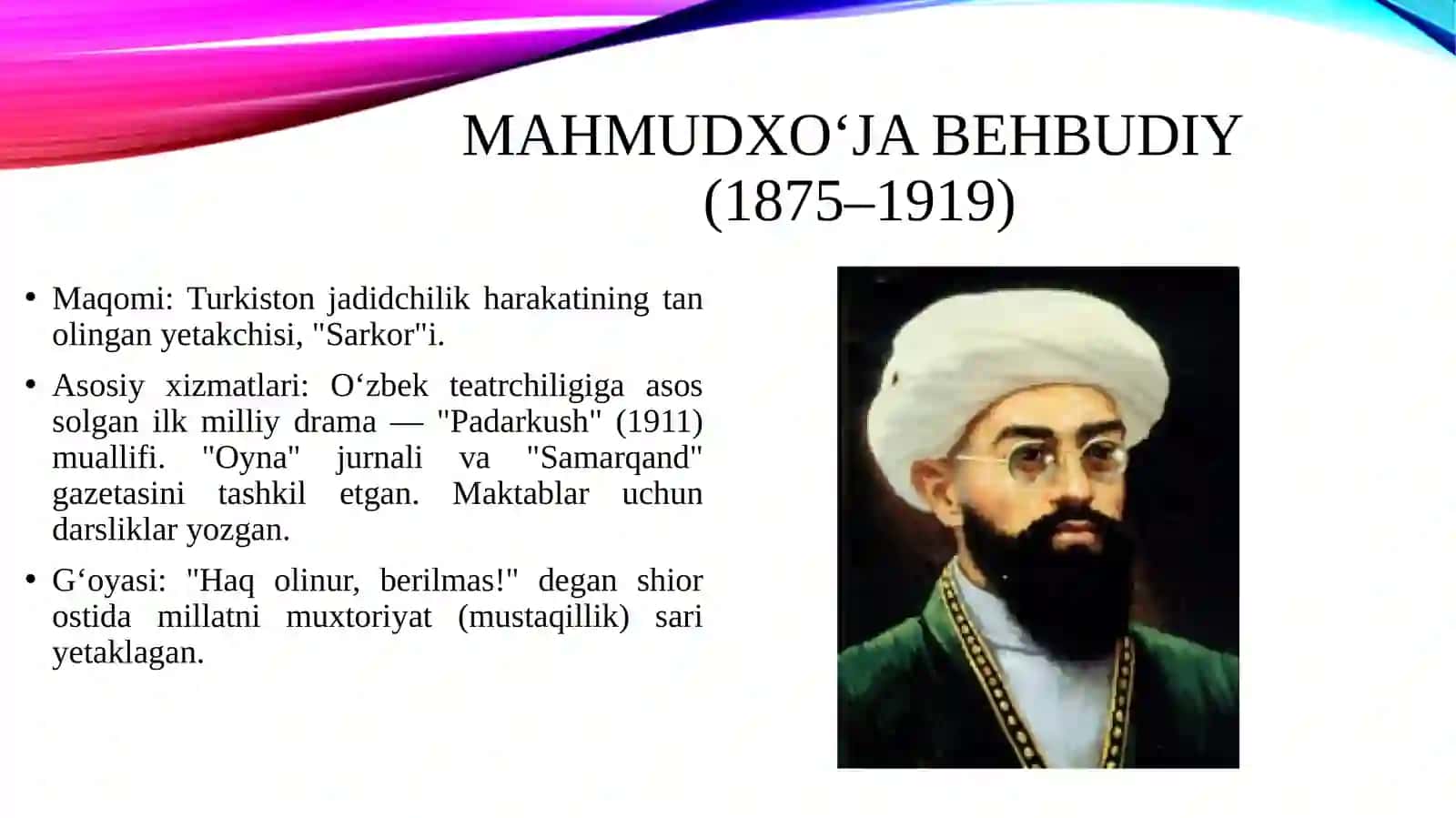 MAHMUDXOʻJA BEHBUDIY.MUNAVVARQORI ABDURASHIDXONOV.ABDULLA AVLONIY.ABDULLA QODIRIY.ABDURAUF FITRAT 2