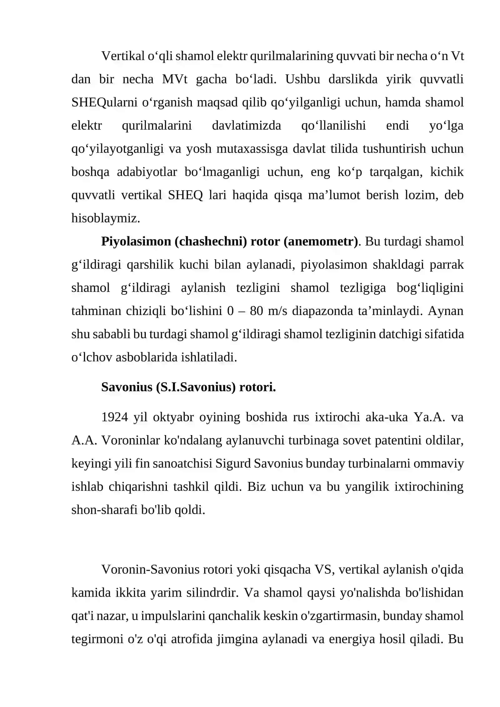 Vertikal o‘qli shamol qurilmalari 2