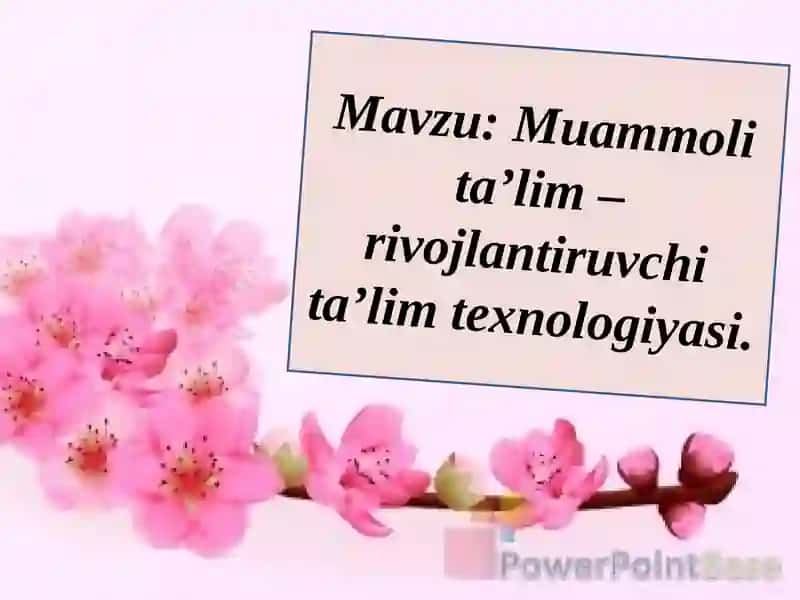 Muammoli ta’lim –rivojlantiruvchi ta’lim texnologiyasi 2