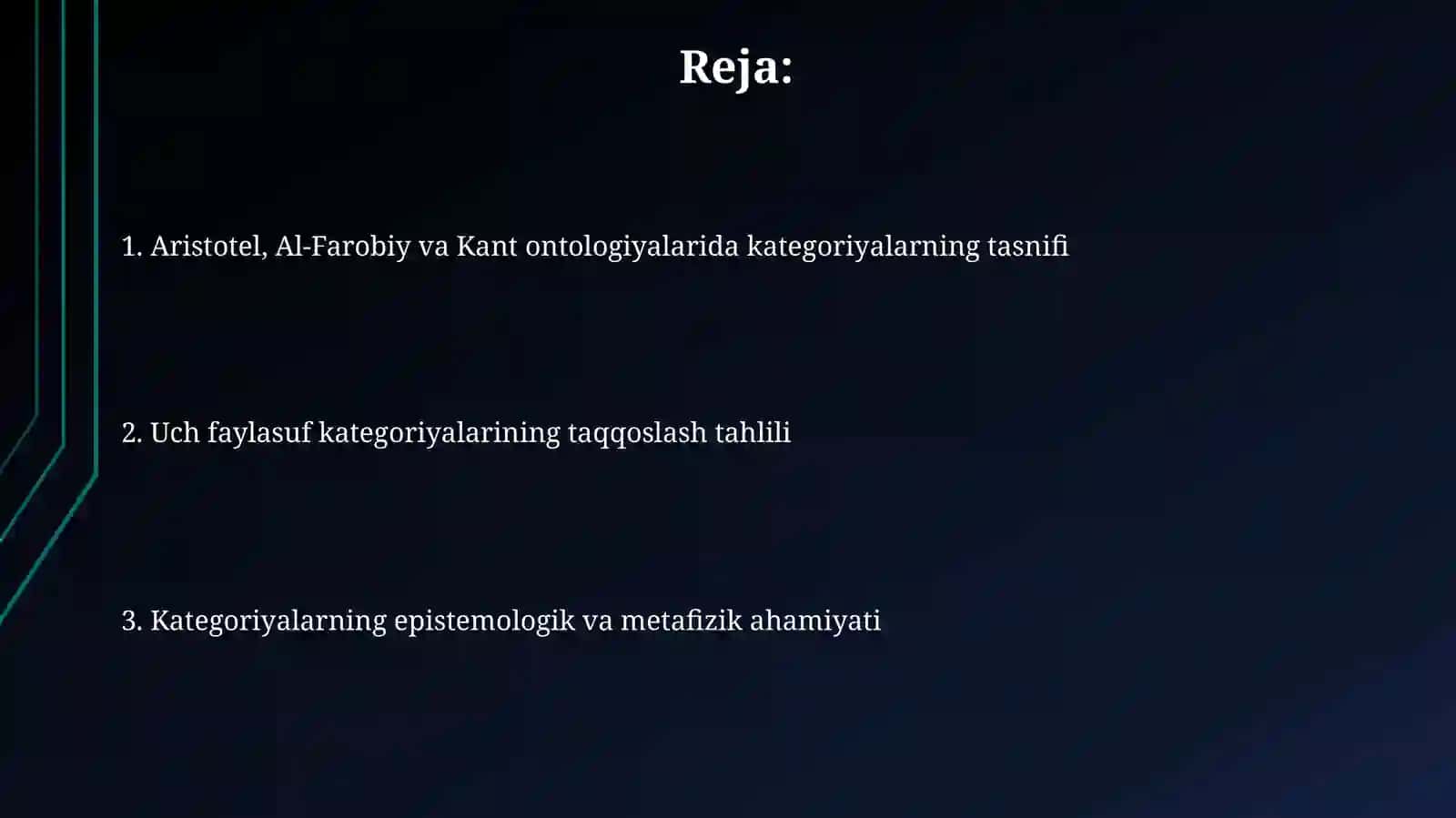 Aristotel Forobiy va Kant ontologiyasida kategoriyalarning tasnifi 2