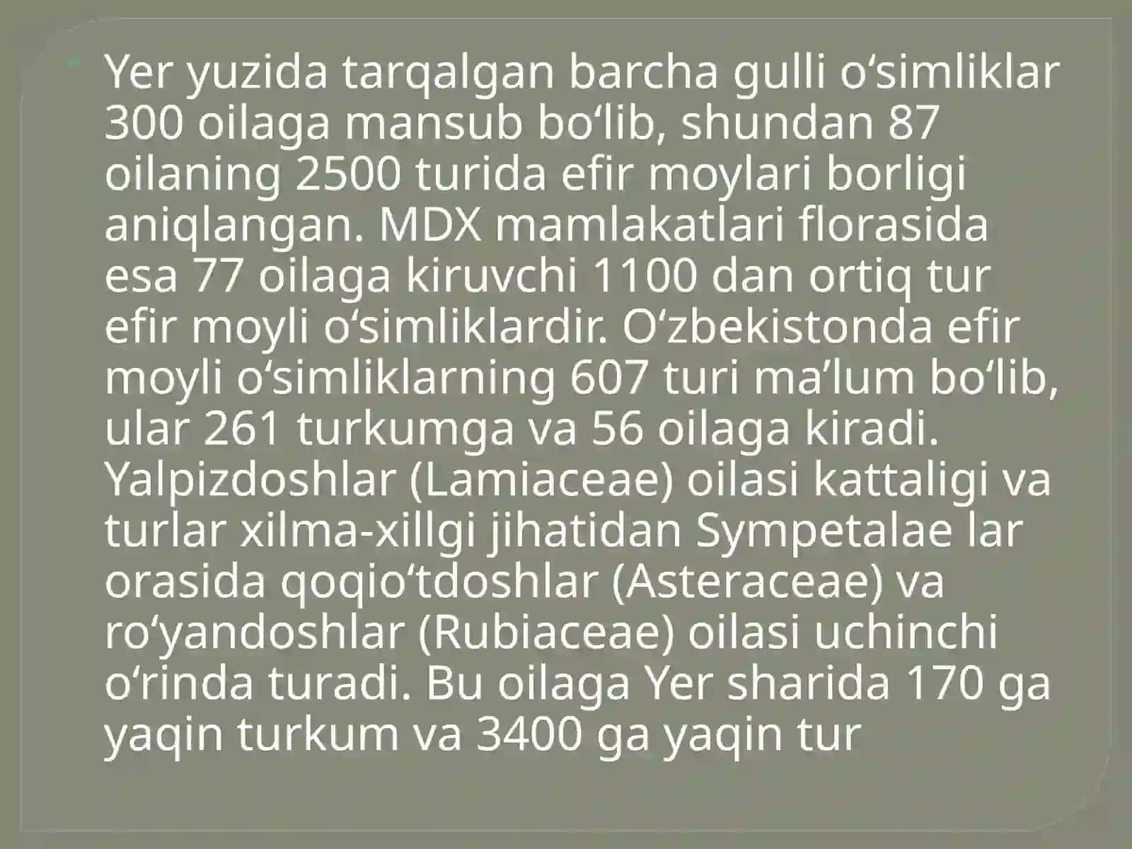 Yer yuzidagi tarqalgan barcha gullio‘simliklar 2