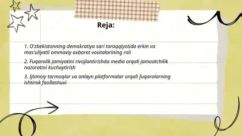 O'zbekistonning Demokratiya Sari Taraqqiyotida Erkin va Mas'uliyatli Ommaviy Axborot Vositalarining Roli 2