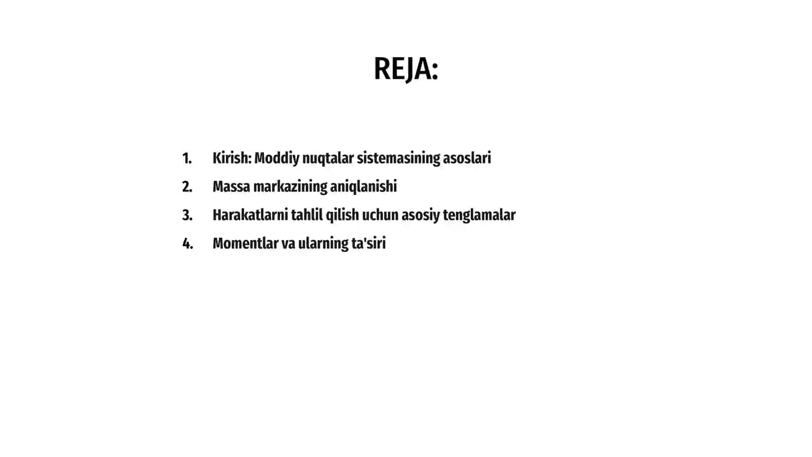Moddiy nuqtalar sistemasining massa markazidagi harakat 2