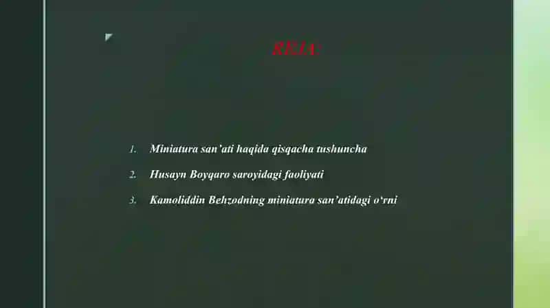 KAMOLIDDIN BEXZOD VA MINIATURA SAN'ATI 2