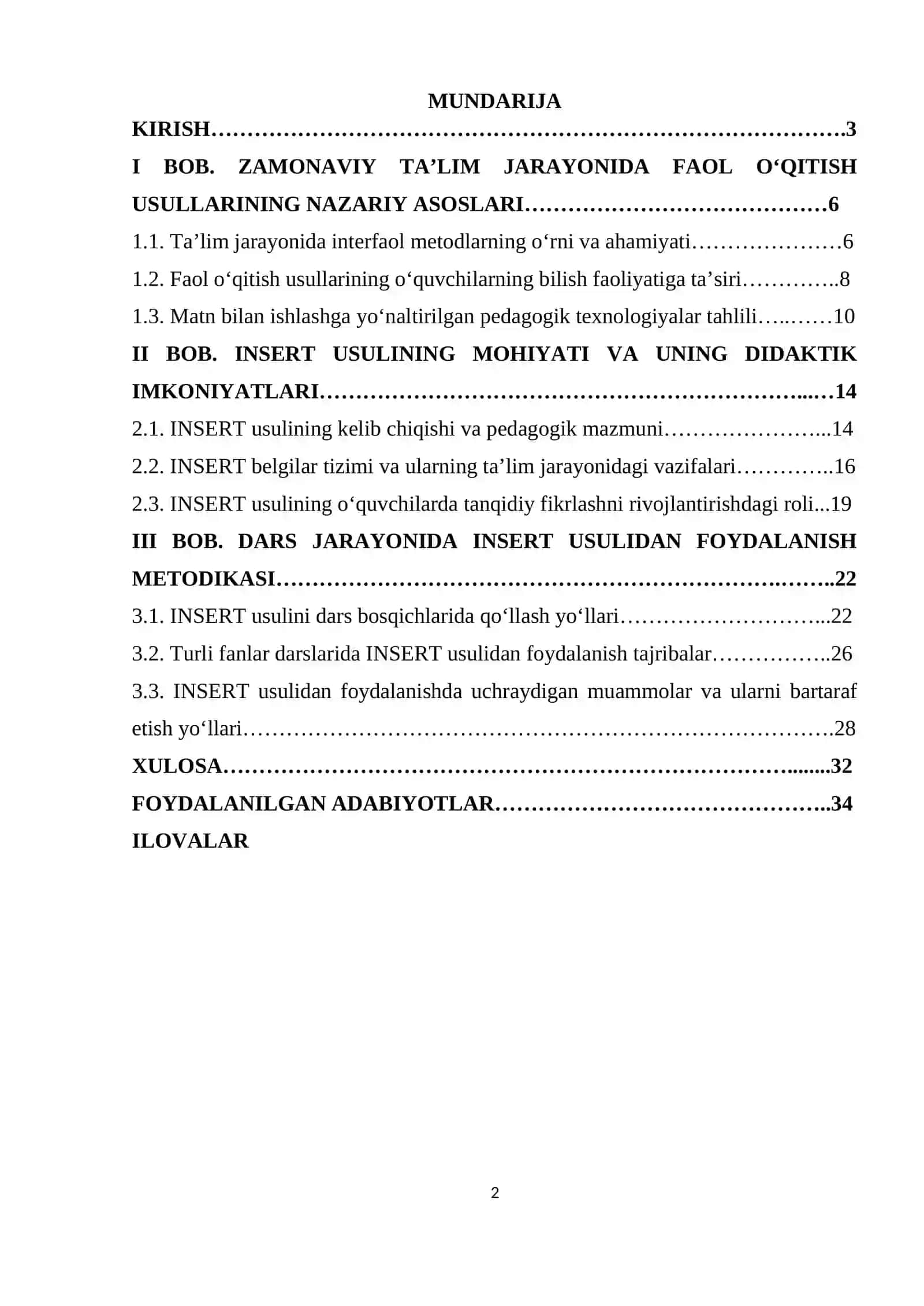 INSERT USULI VA UNING DIDAKTIK IMKONIYATLARI 2