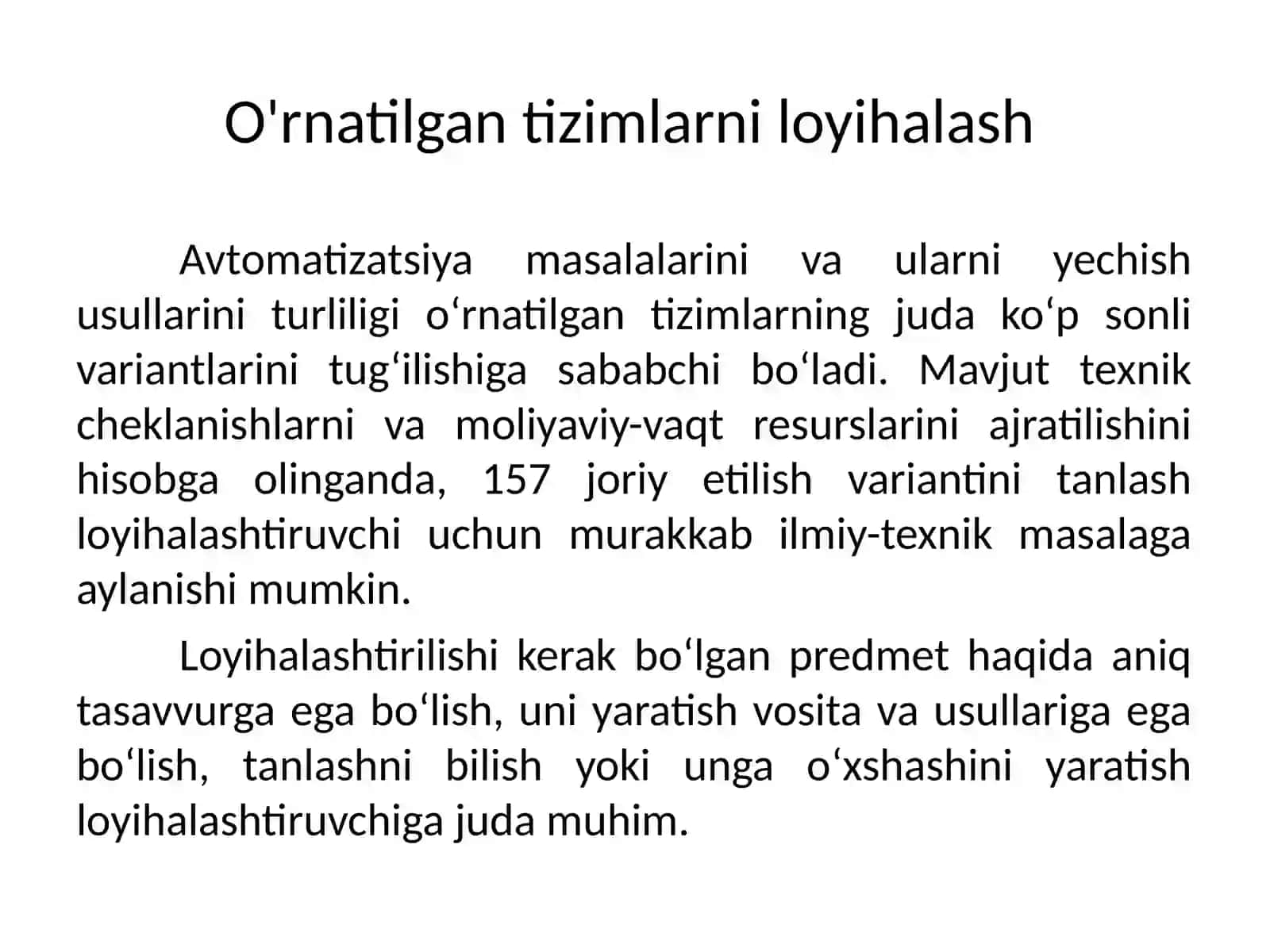 O‘rnatilgantizimlarni loyihalash va yaratish muammolari 2