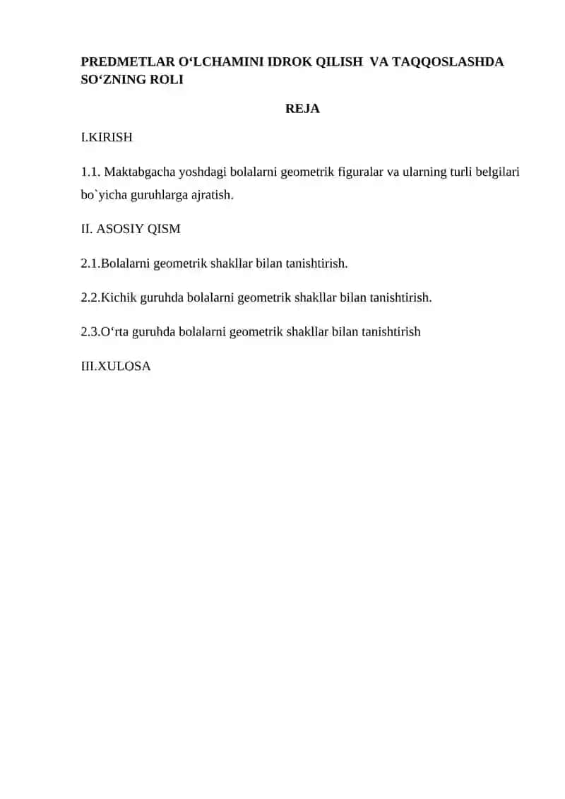 PREDMETLAR O‘LCHAMINI IDROK QILISH VA TAQQOSLASHDA SO‘ZNING ROLI 2