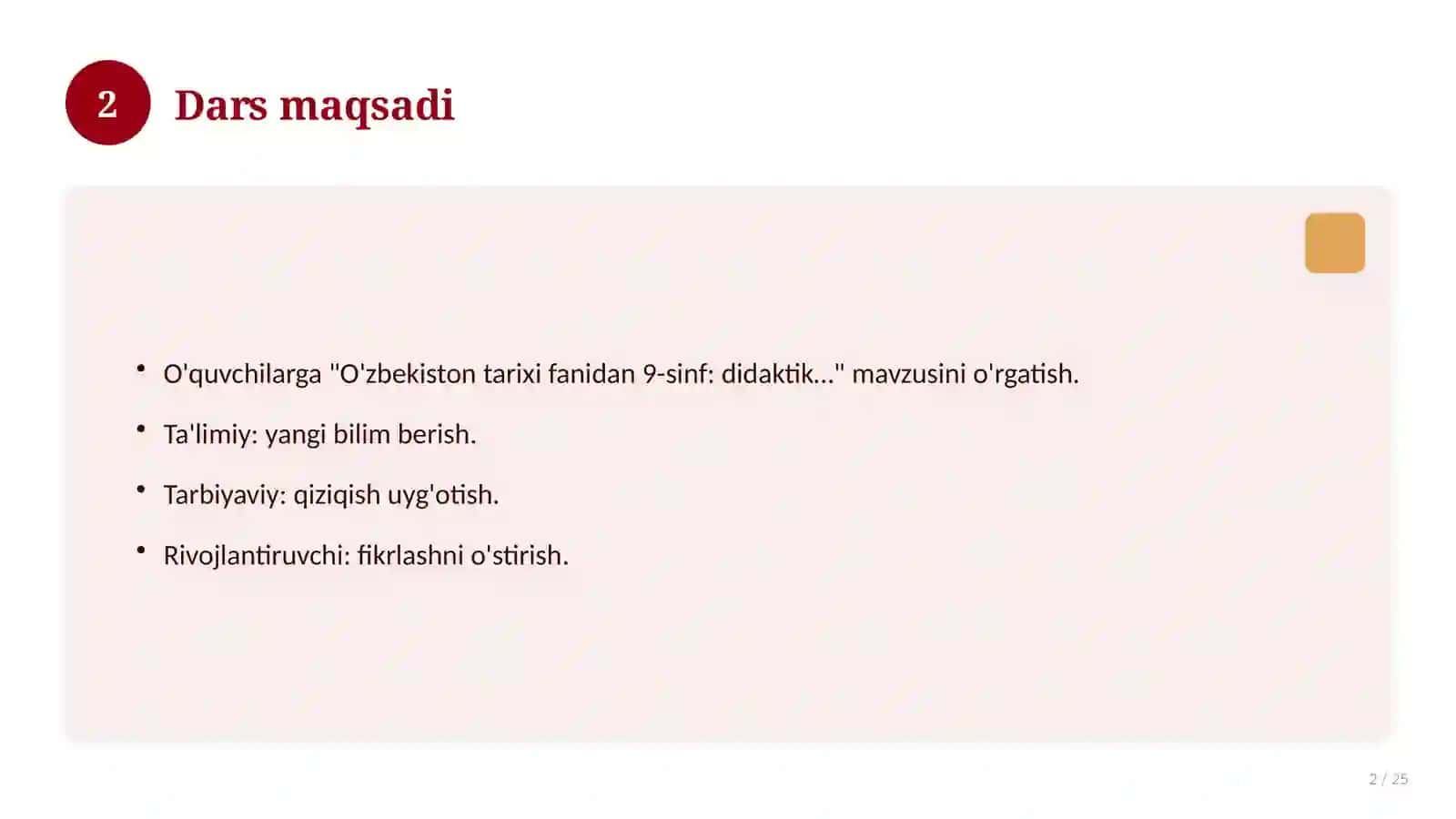 O'zbekiston tarixi fanidan 9-sinf: didaktik tarqatma materiallar 2