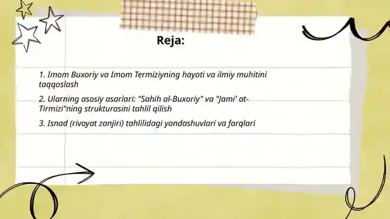 Imom Buxoriy va Imom Termiziyning hadis ilmiga qo'shgan hissalarini giyosiy tahlili" 2