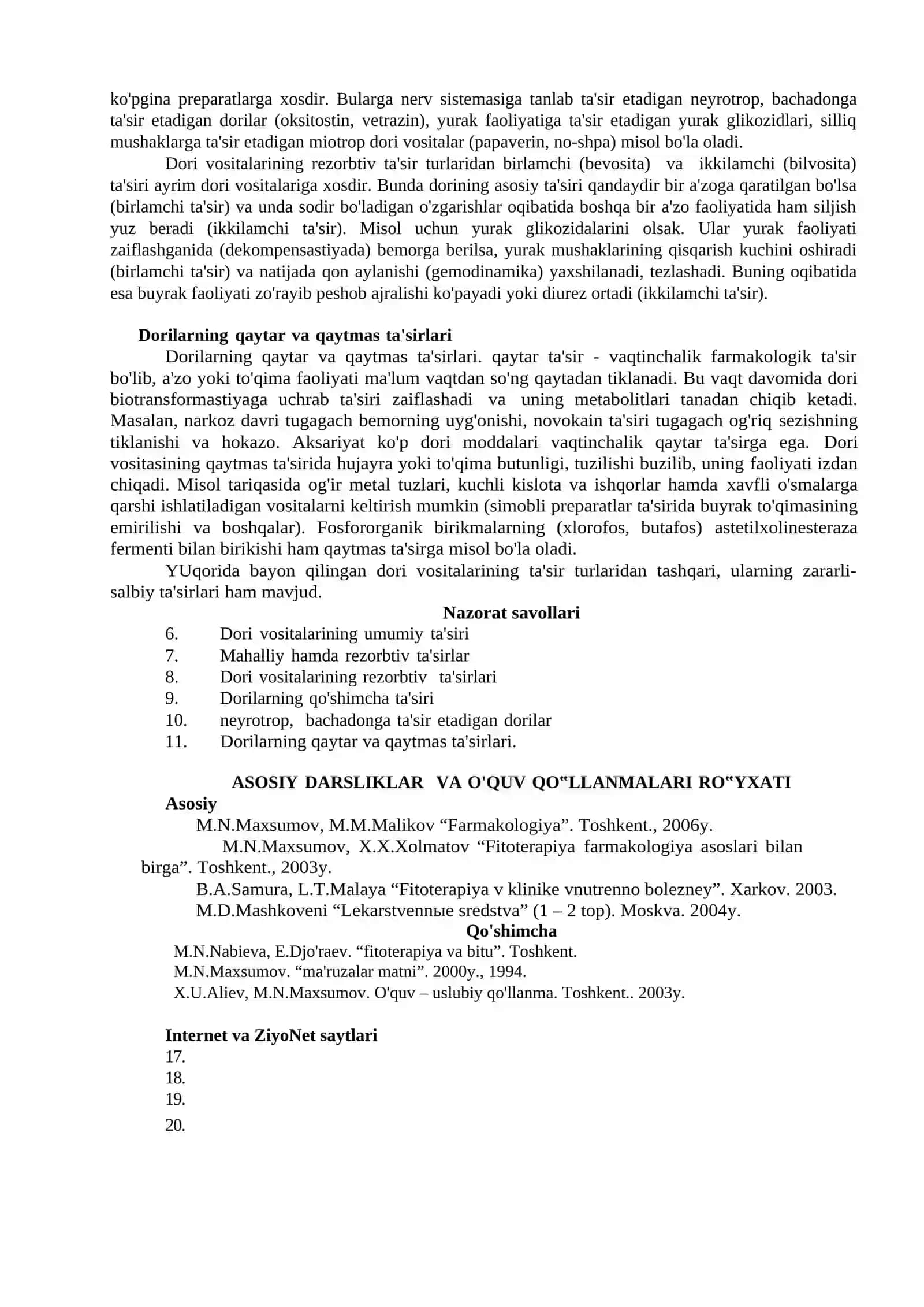 MA'RUZA-4 Dorilarning ta'sir turlari va turli omillarga bog'liqligi 2