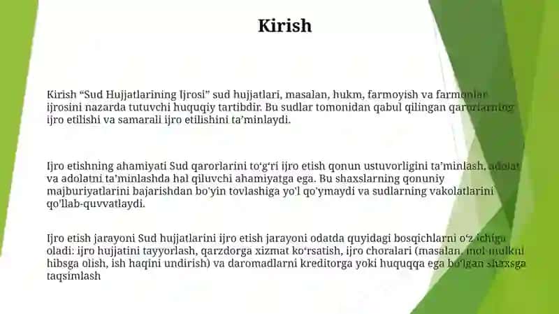 Sud Hujjatlarining Ijrosi 2