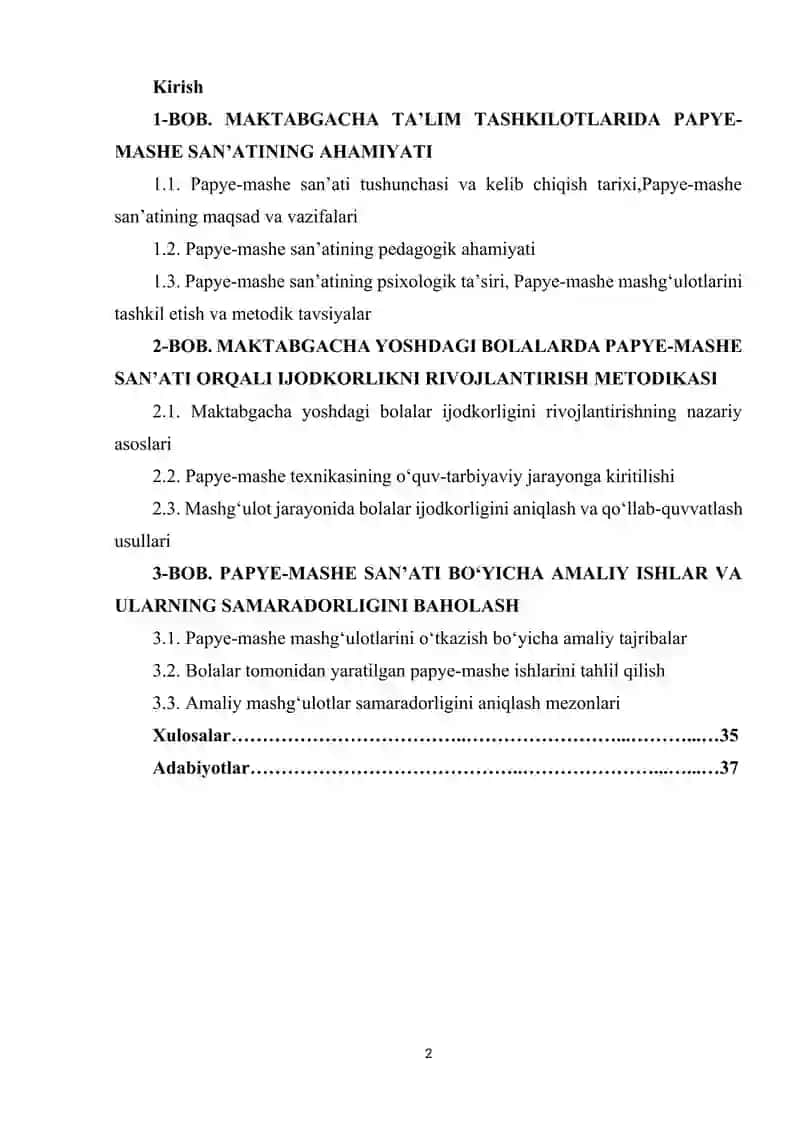 Maktabgacha talim tashkilotlarida papye - mashesanatining ahamoyati 2