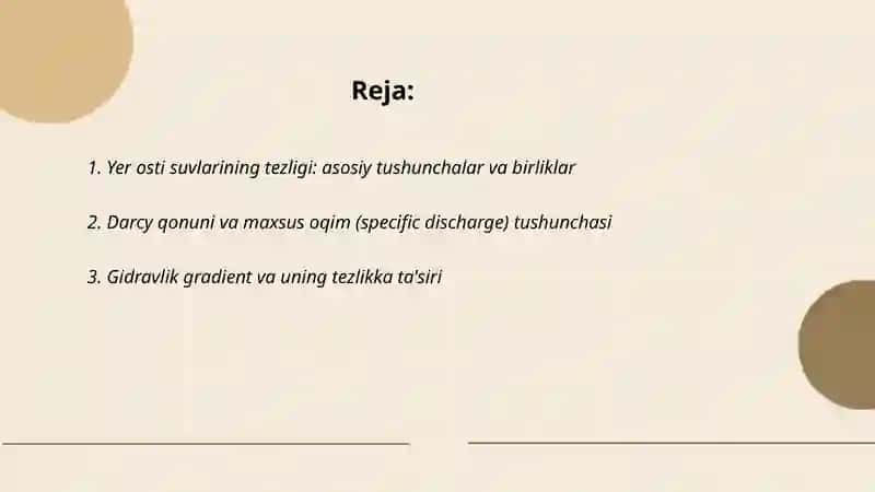 Yer osti suvlarining tezligi va uni aniqlash usullari 2