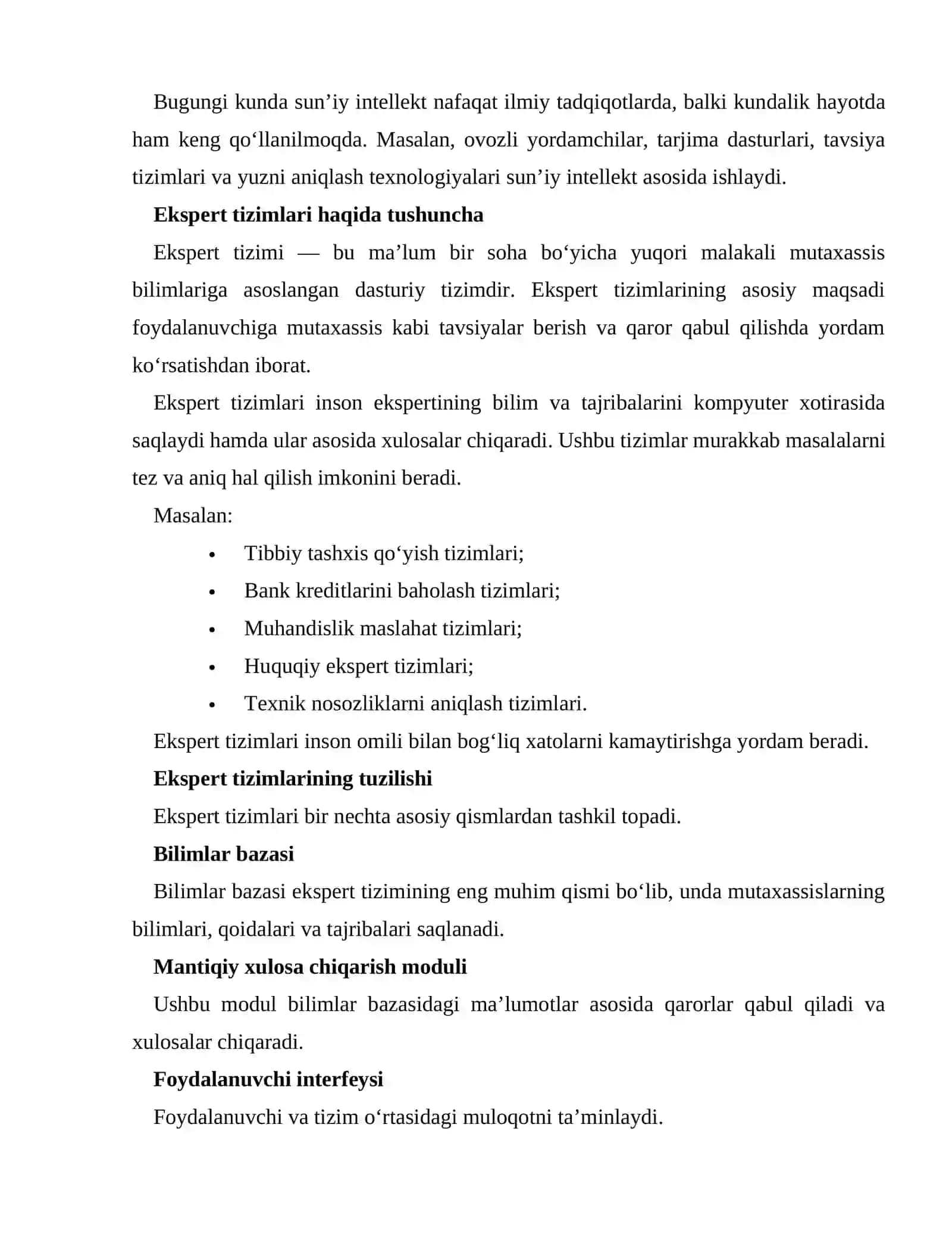 SOHADA SUN’IY INTELLEKT VA EKSPERT TIZIMLARDAN IMKONIYATLARIDAN FOYDALANISH 2