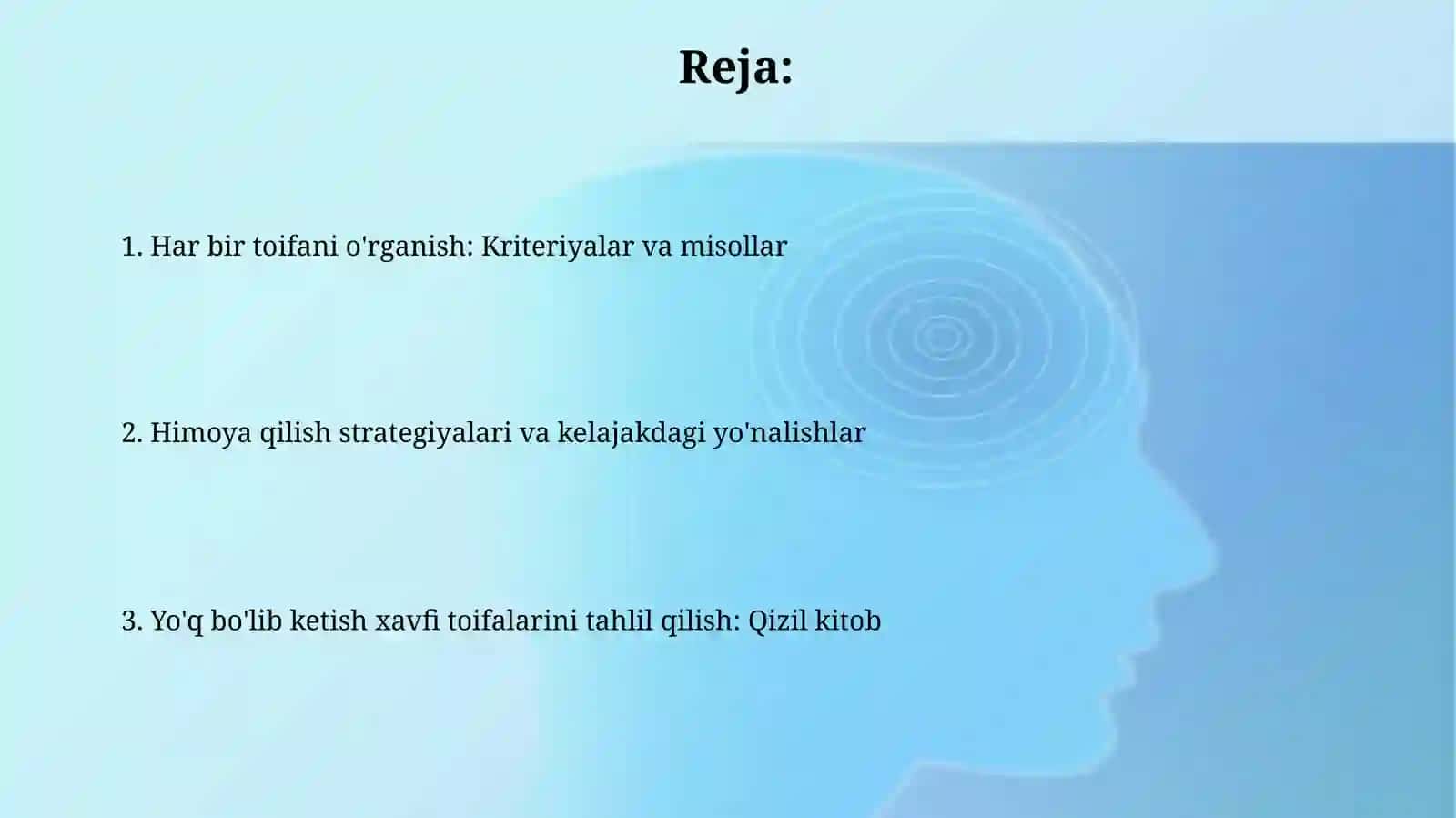 Yo'q bo'lib ketish xavfi toifalarini qizil kitob asosida tahlil qilish 2