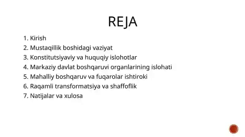 O'zbekiston Respublikasining Mustaqillik yillarida davlat boshqaruvi tizimida amalga oshirilgan islohotlar 2