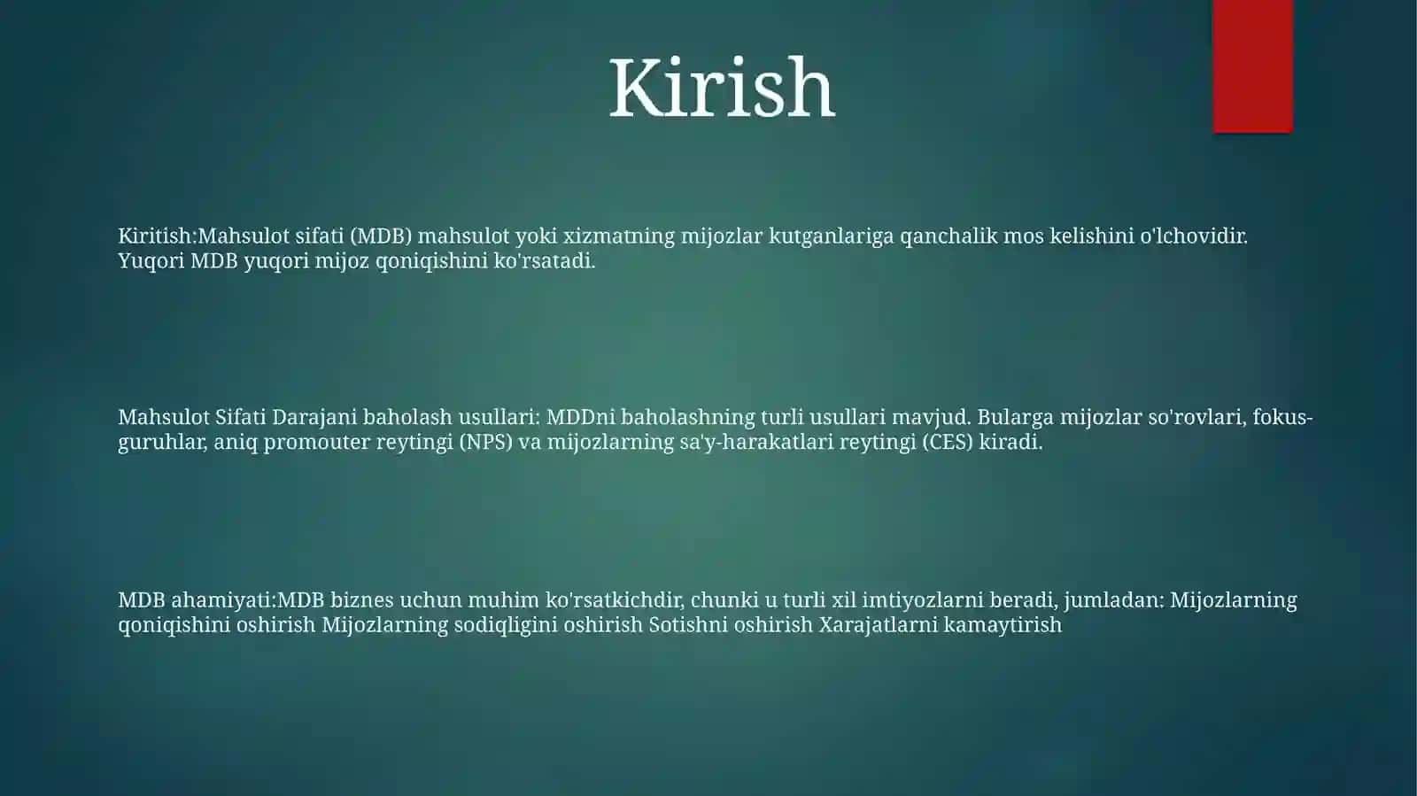 Mahsulot Sifatini Darajasini Baholash Taqdimot 2