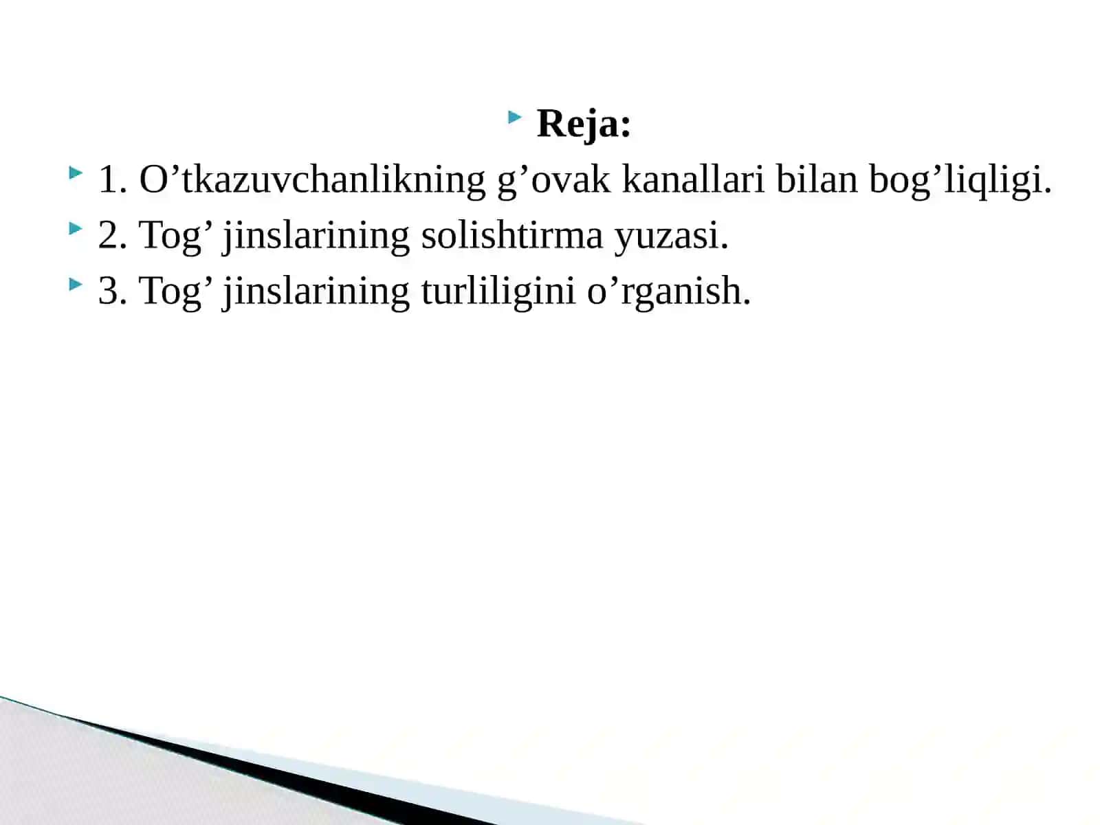 Togʻ jinslarining solishtirma yuzasi 2