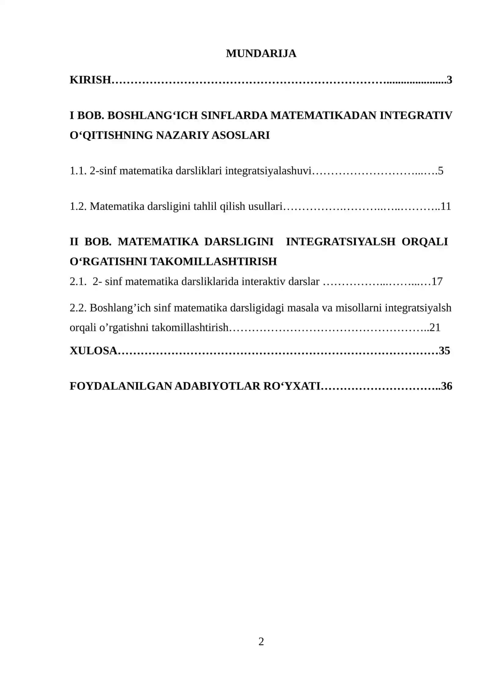 Boshlang‘ich sinflarda matematikadan integrativ oqitish samaradorligini oshirish omil sifatida 2
