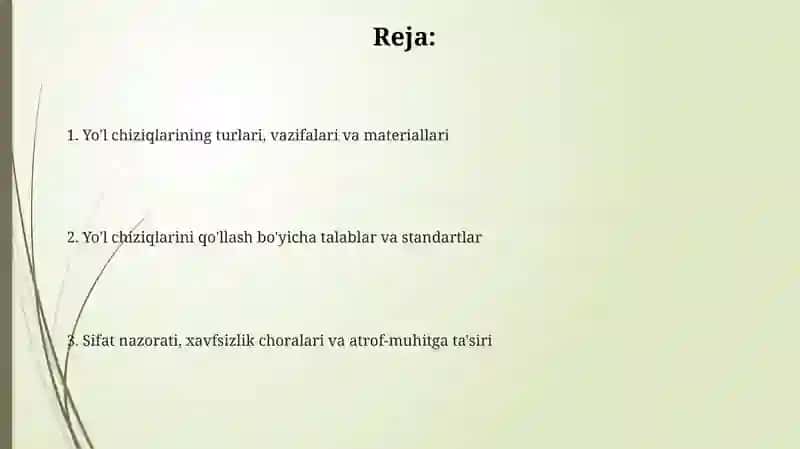 Yo'l belgi chiziqlari va ularni qo'llashga qo'yilgan talablar 2