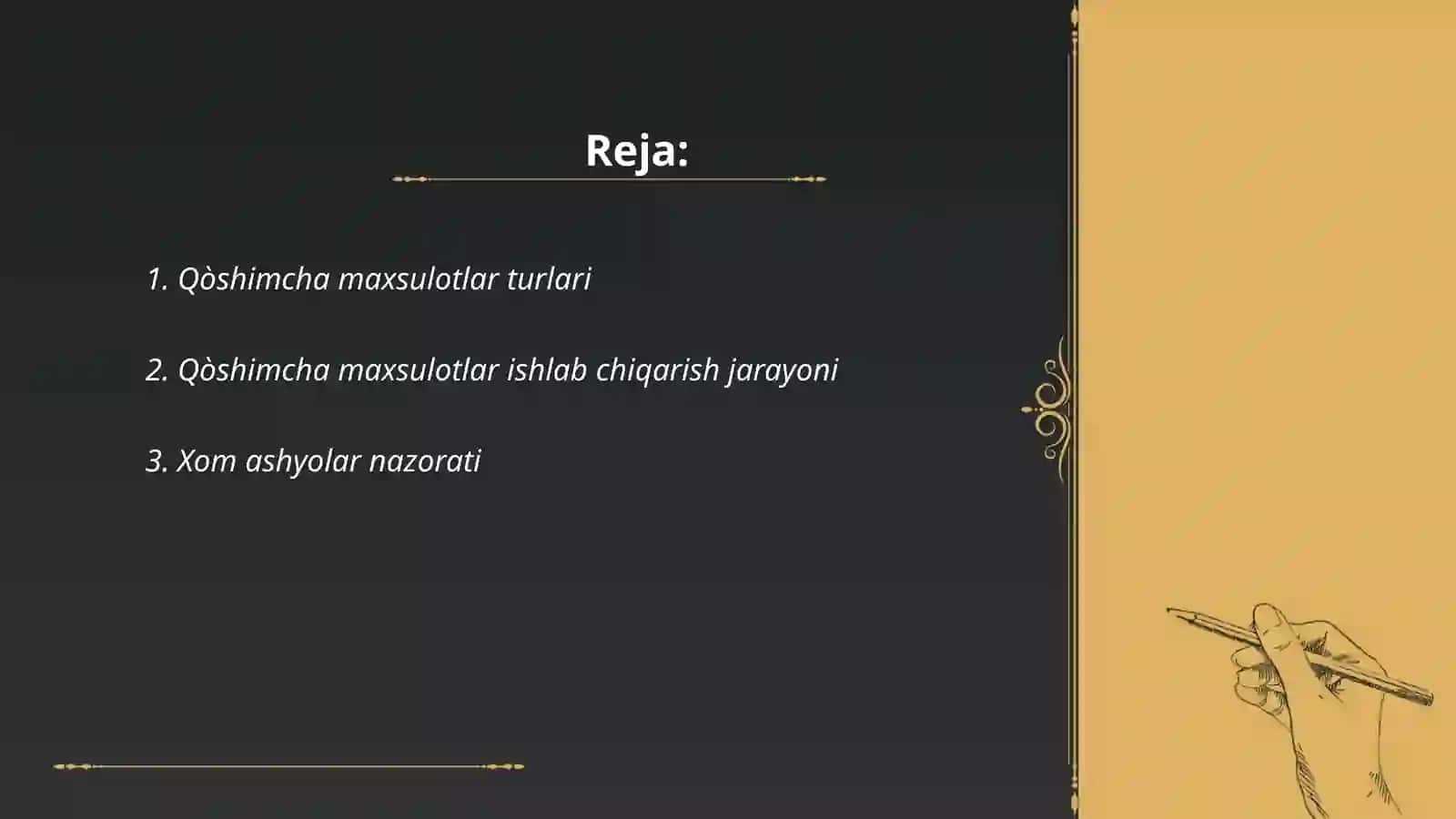 Qòshimcha maxsulotlarning ishlab chiqarish hisobi 2