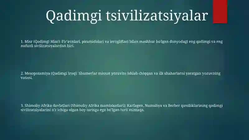 Shimoliy Va Janubiy Afrika Davlatlari Haqida Tarixiy MaʼLumotlar 2