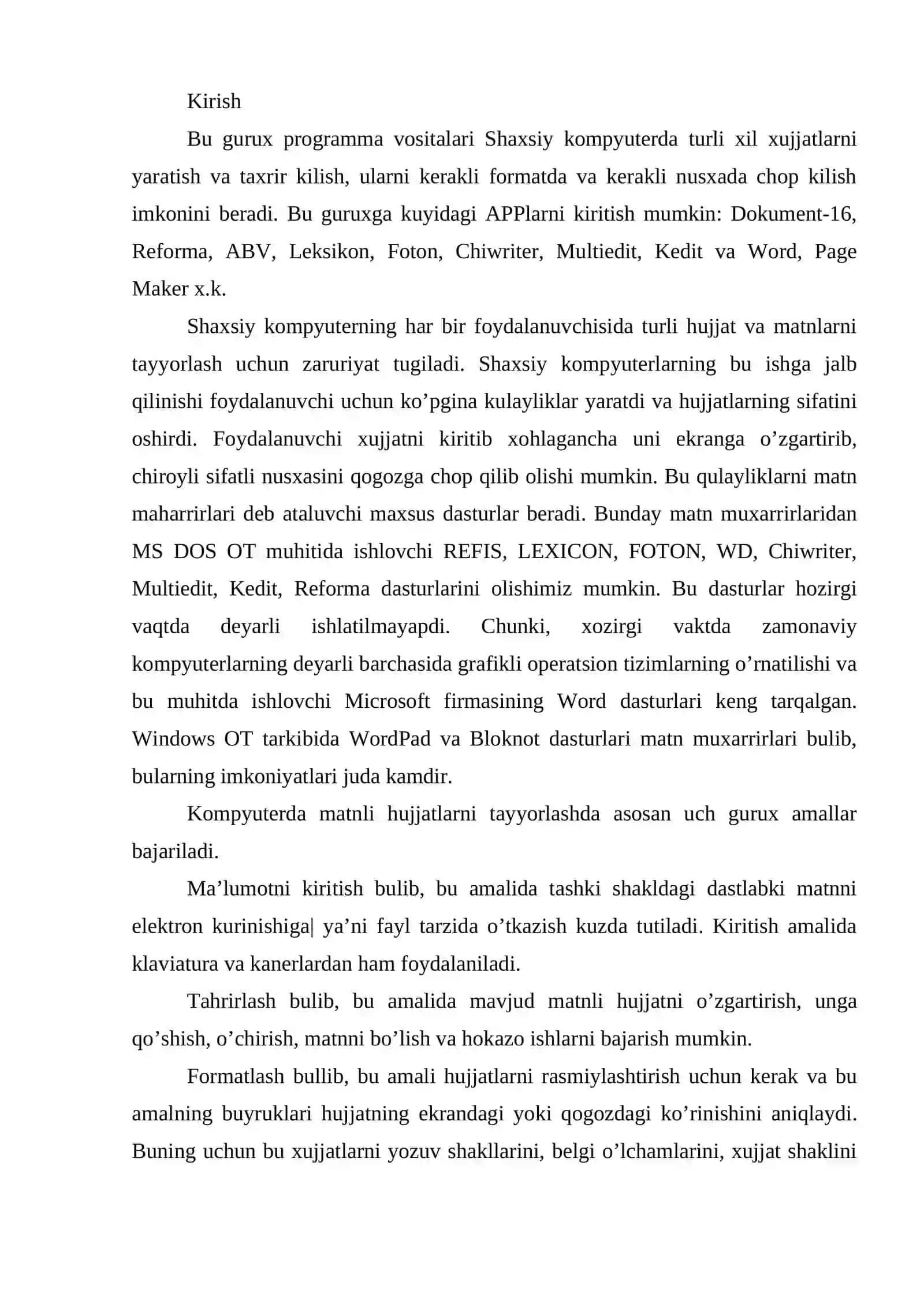 ZAMONAVIY MATN PROTSESSORLARI VA ULARNING IMKONIYATLARI. GIPERSSILKALA, RASMLAR VA MURAKKAB JADVALLAR BILAN ISHLASH 2