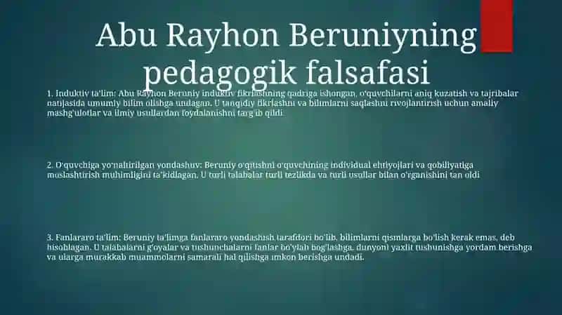 Abu Rayhon Beruniyning Pedagogik Qarashlari 2