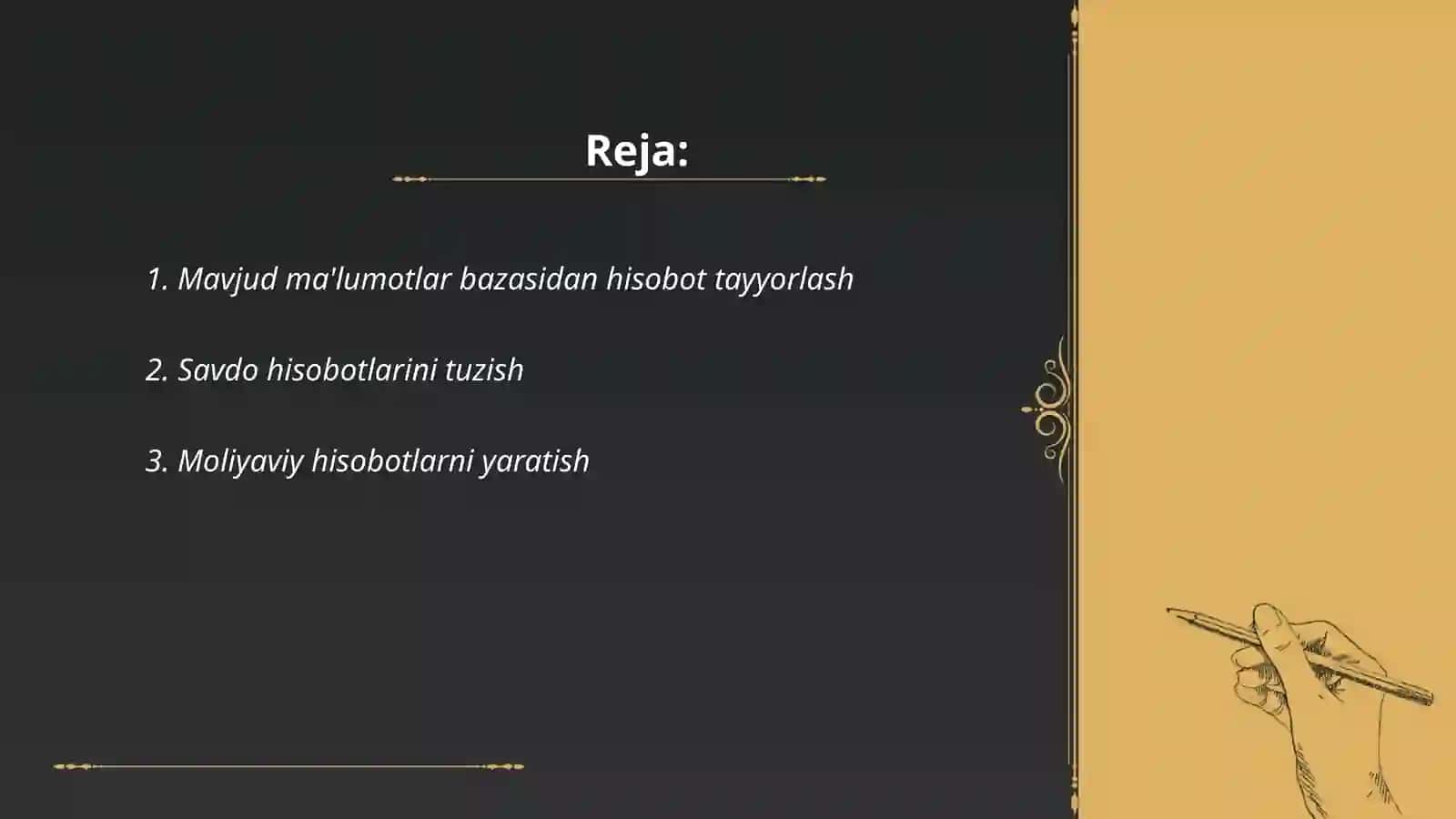 Excel dasturida turli hisobotlar tayyorlash 2