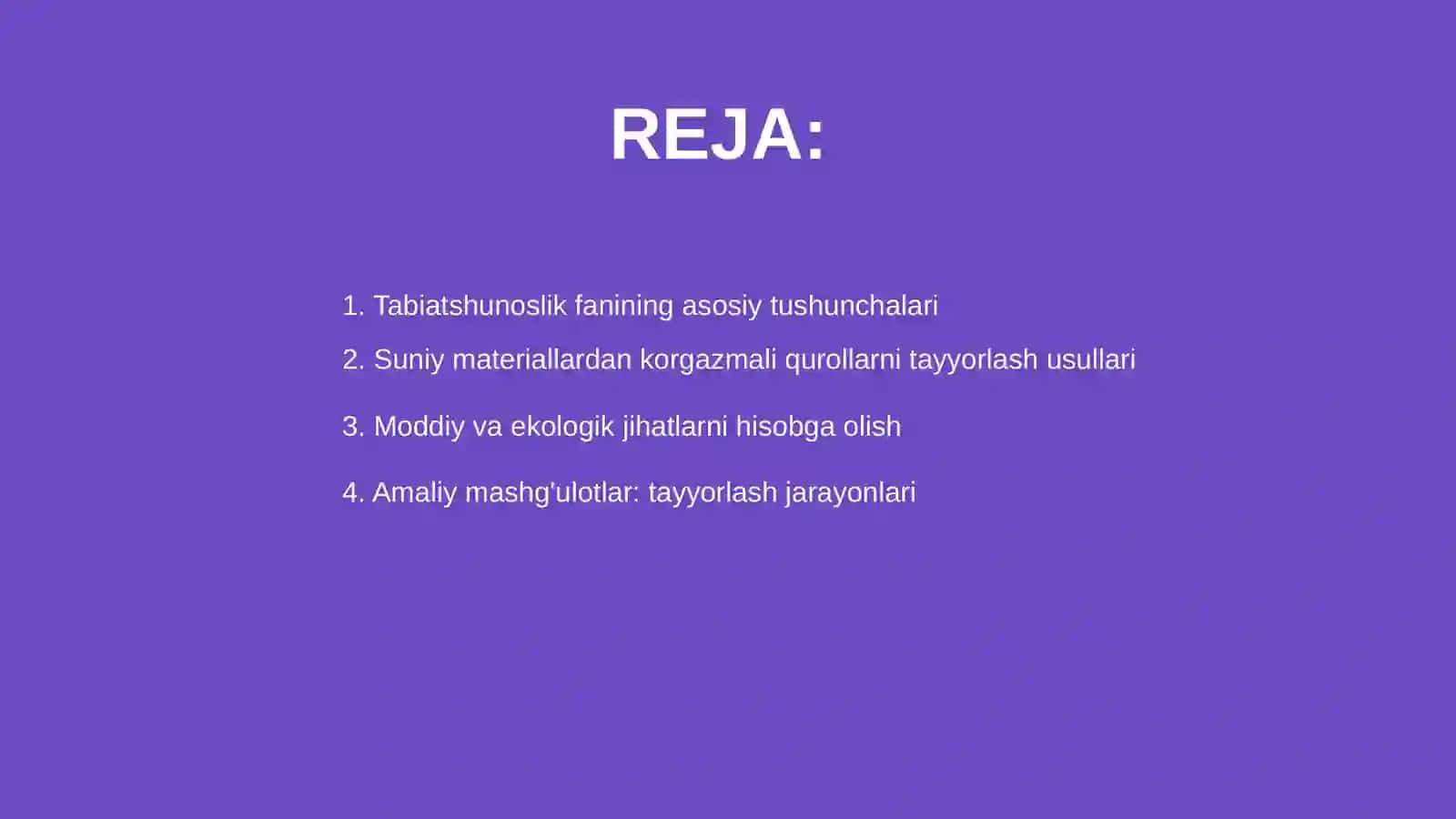 Tabiatshunoslik fanidan mavzular bo‘yicha suniy materiallardan korgazmali qurollar tayyorlash 2