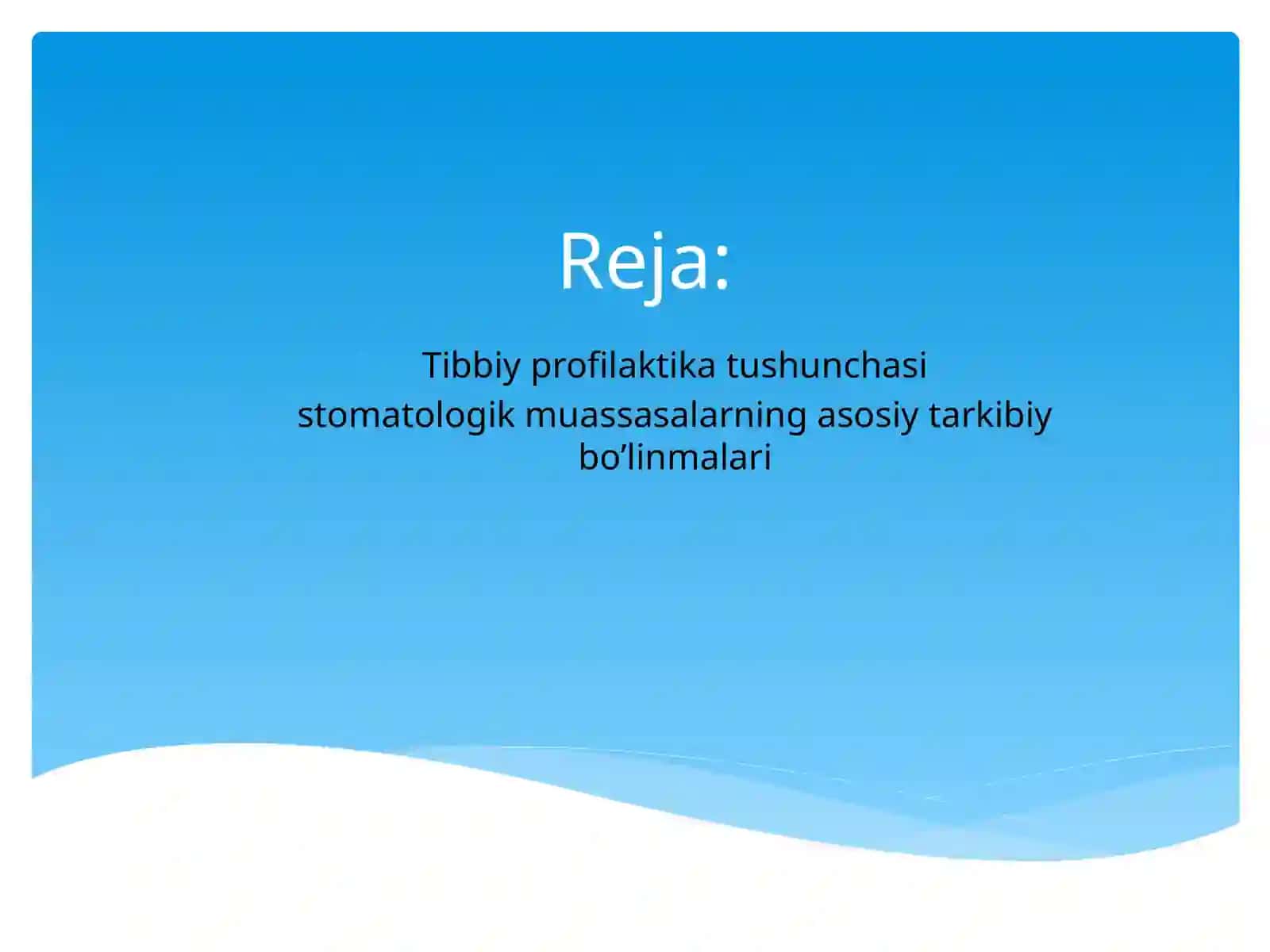 Tibbiy profilaktika, stomatologik muassasalarning asosiy tarkibiy bo'linmalari 2