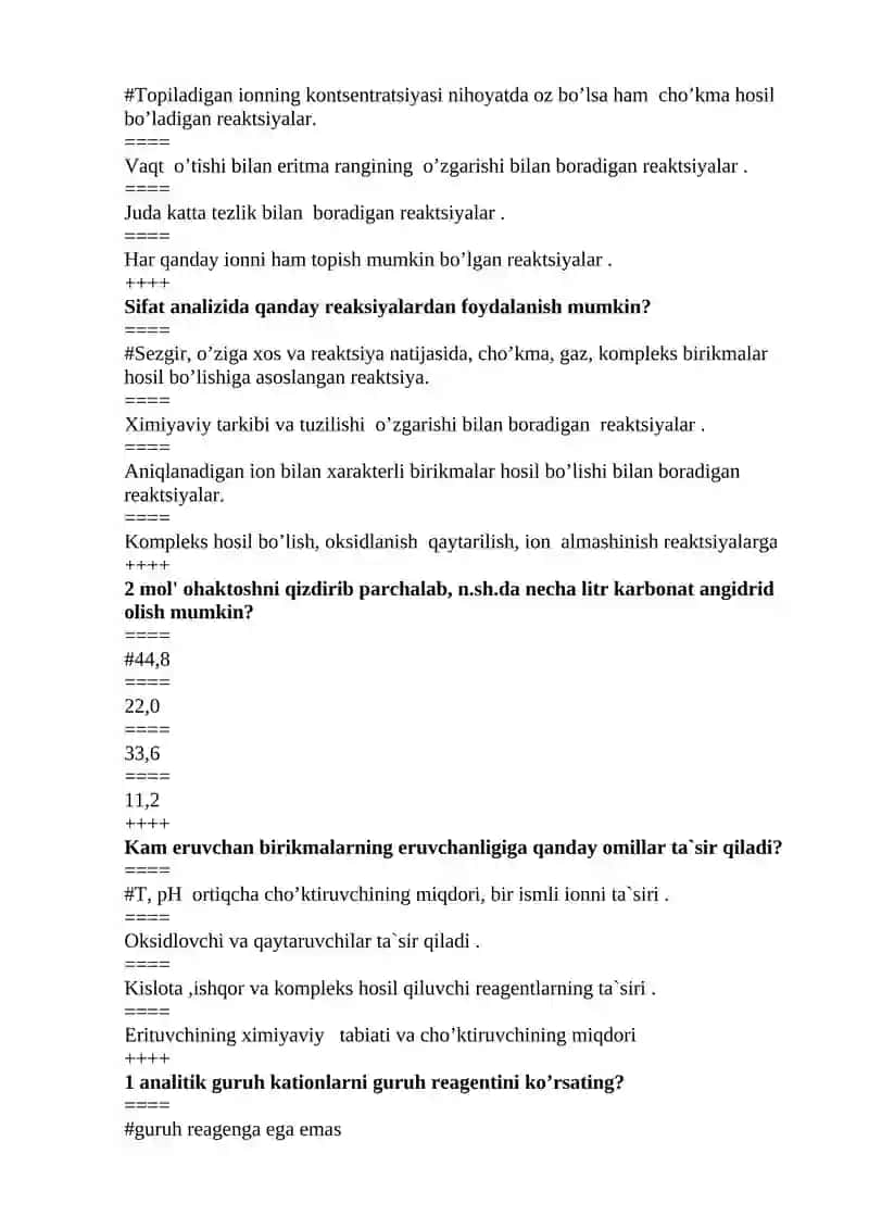Analitik kimyo fani nimani o’rganadi? 2
