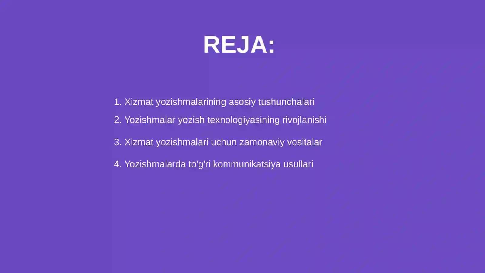 Xizmat yozishmalarini yozish texnologiyasi 2
