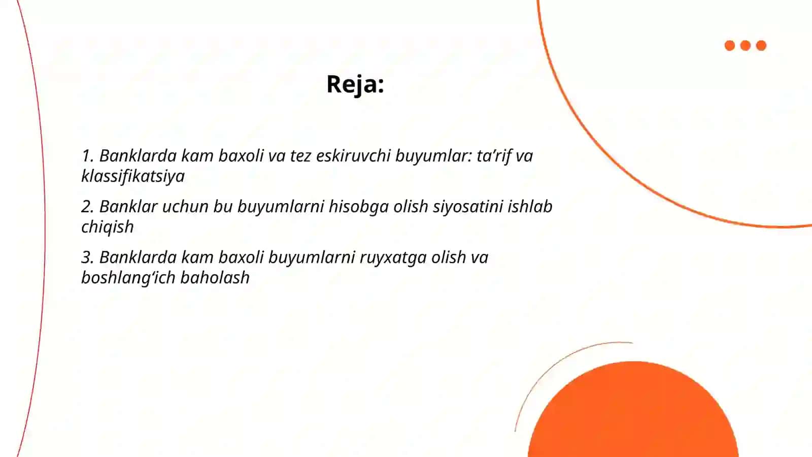 Banklarda kam baxoli va tez eskiruvchi buyumlar hisobi 2