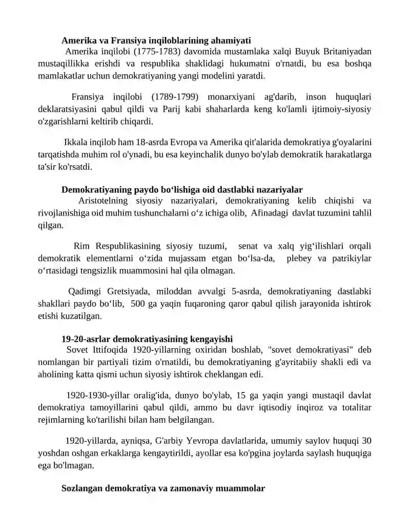 Demokratiya rivojlanishi 2