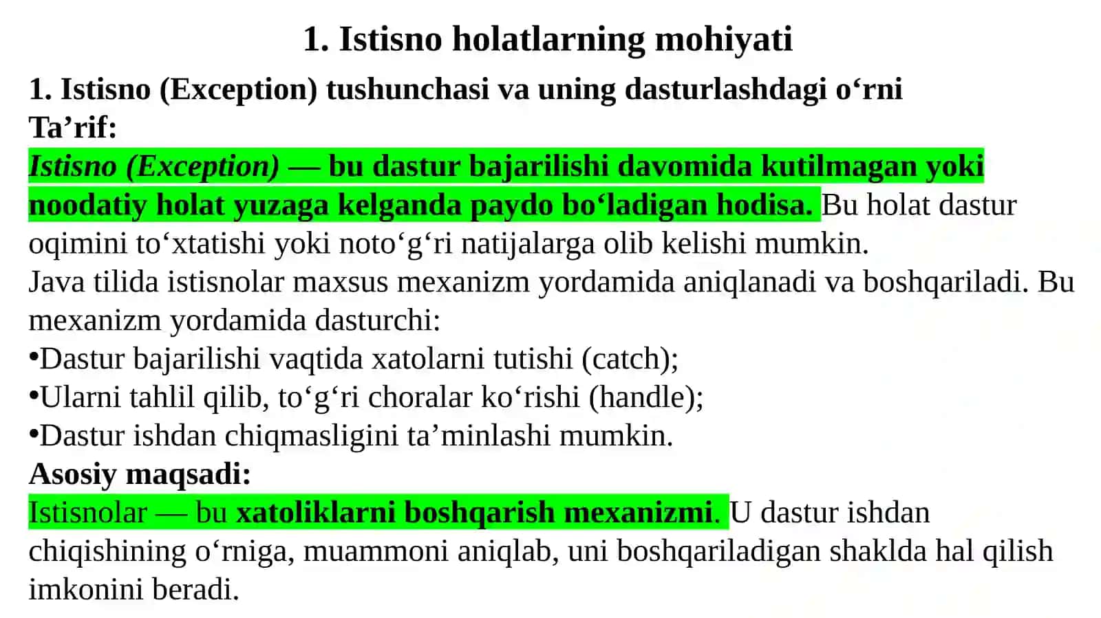 8-Java: Istisno holatlar va ularni qayta ishlash 2