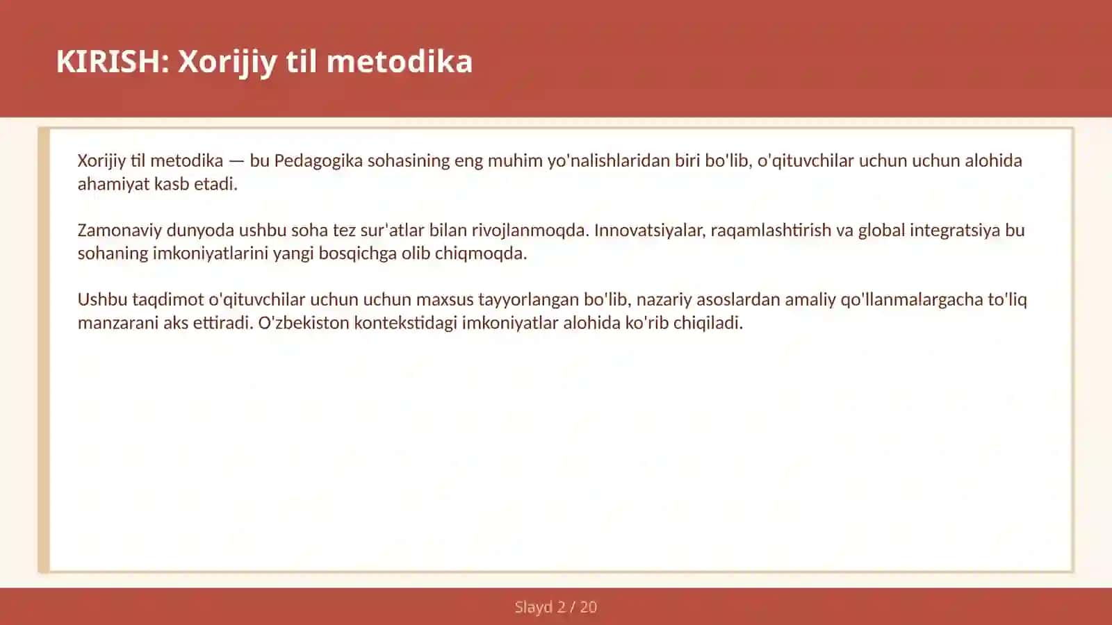 XORIJIY TIL METODIKA 2