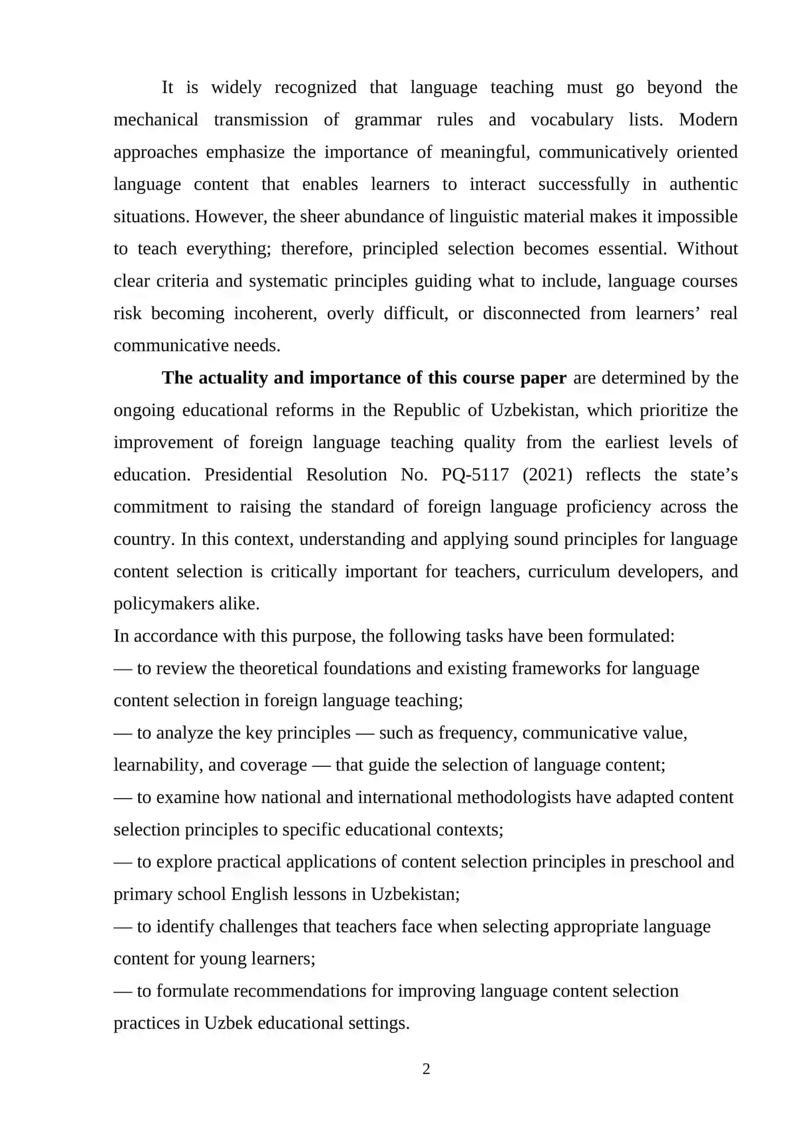 The principles for the selection of language content in language teaching 2