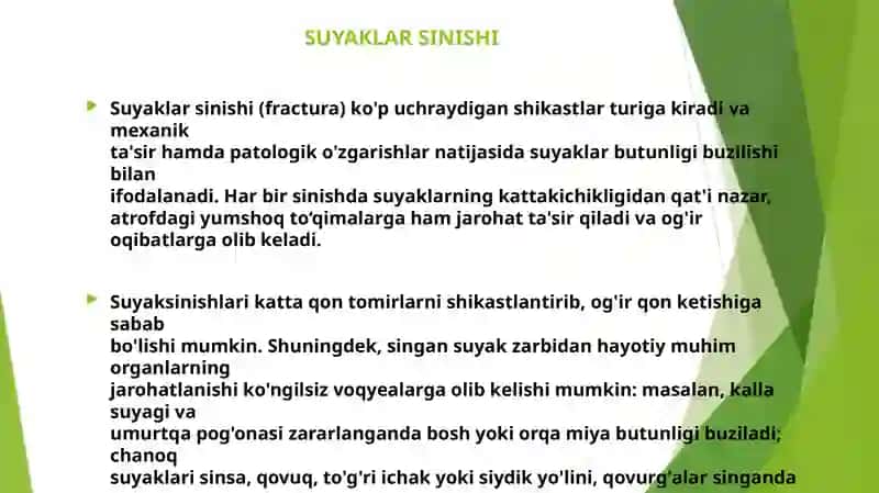 suyak snishlarida zamonaviy davolash usullari. 2