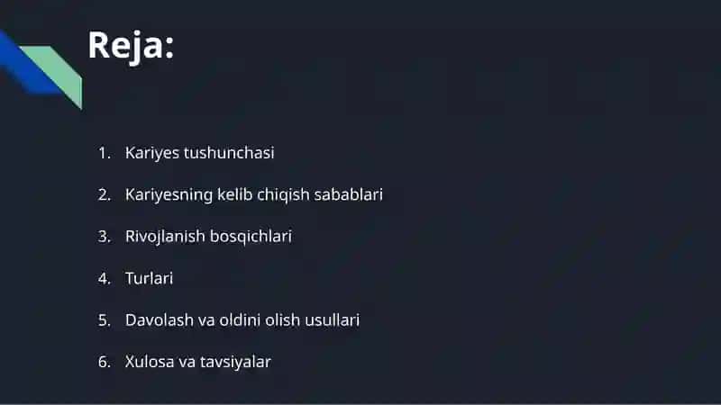 Kariyes haqida tushuncha 2