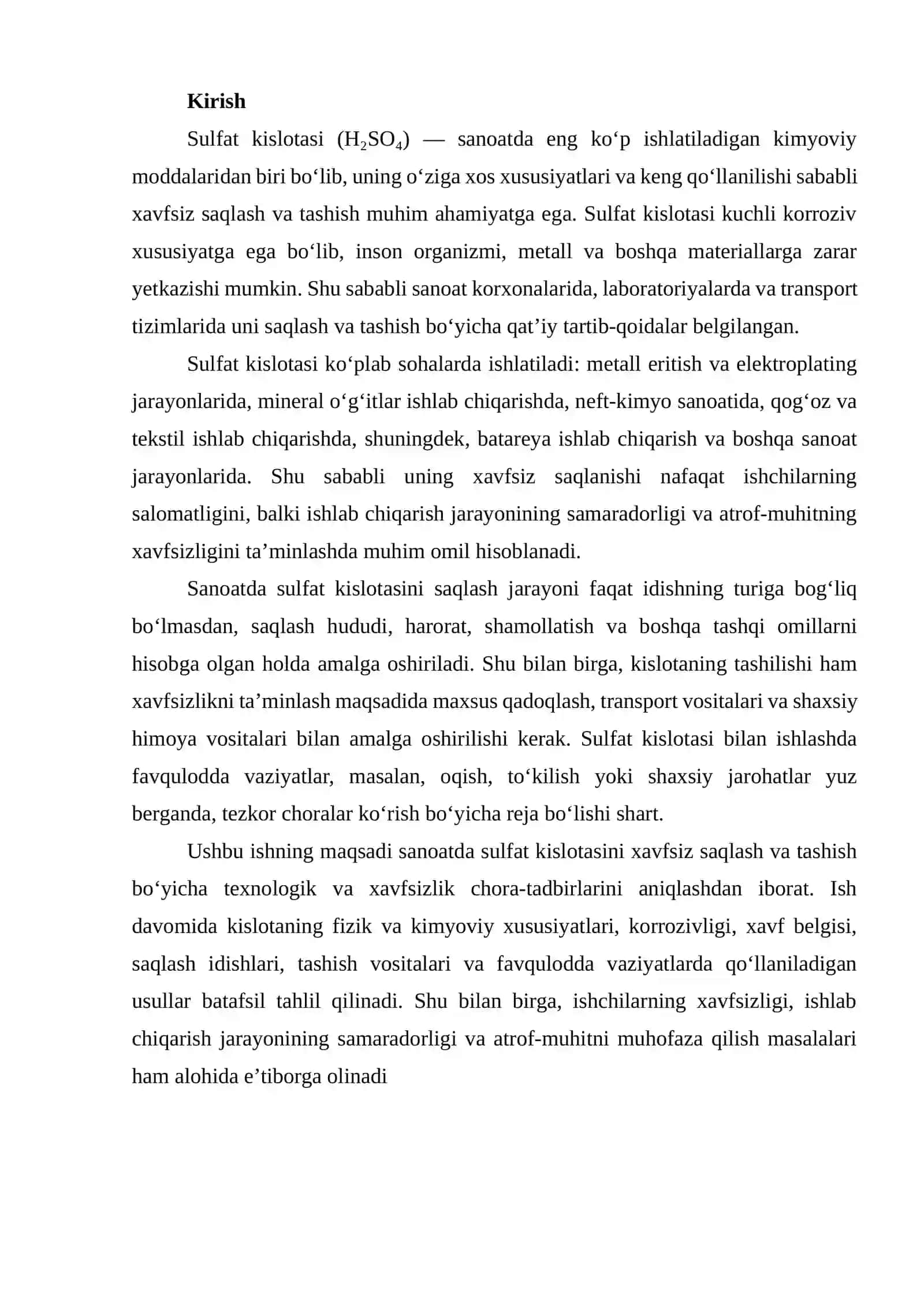 Sulfat kislotasi sanoatda saqlash va tashish 2