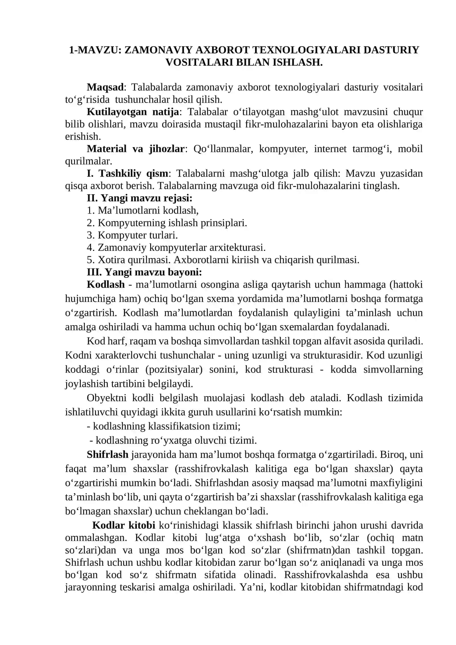 ZAMONAVIY AXBOROT TEXNOLOGIYALARI DASTURIY VOSITALARI BILAN ISHLASH 2