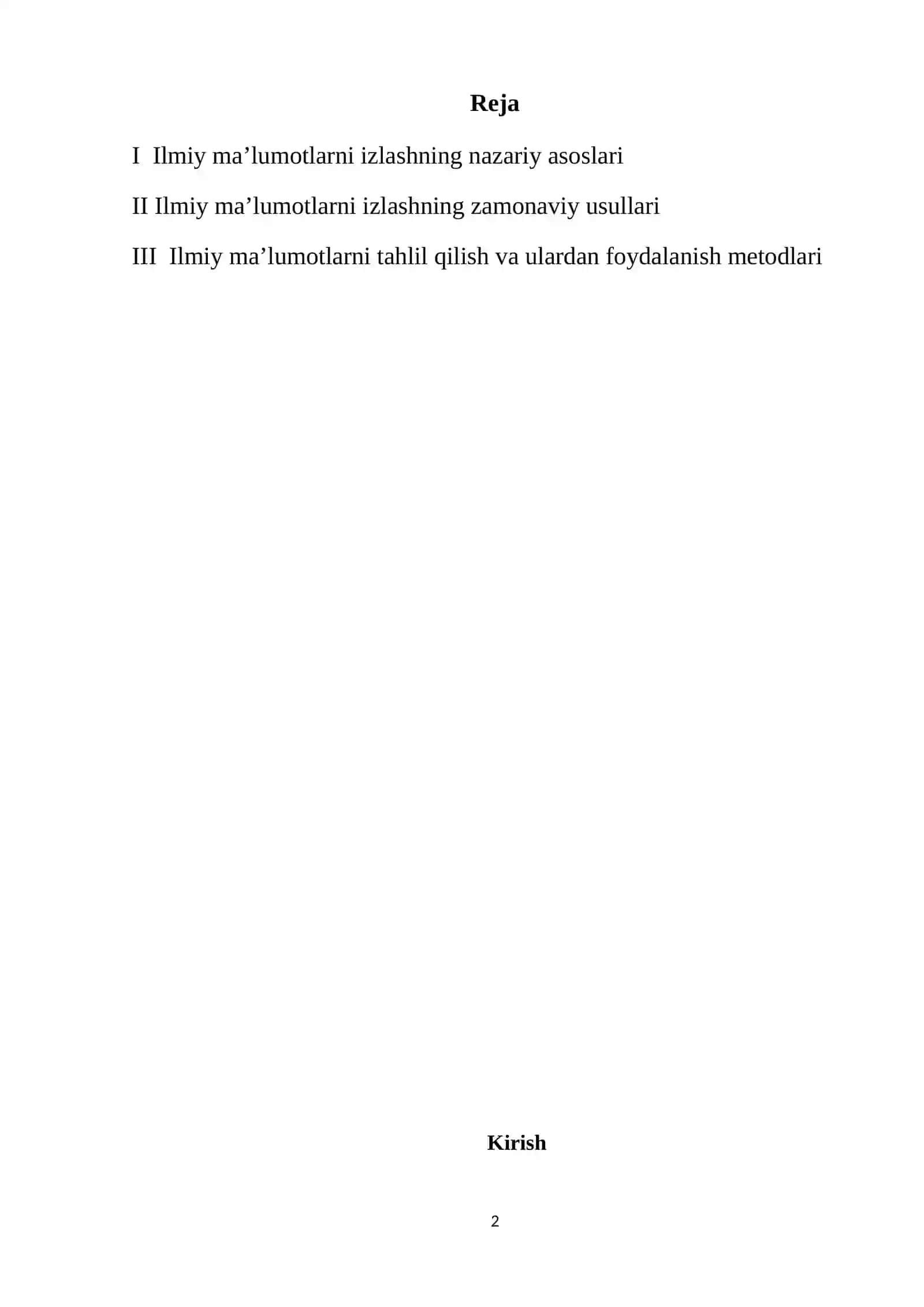 Ilmiy ma'lumotlarni izlash va tahlil gilishning samarali usullari. 2