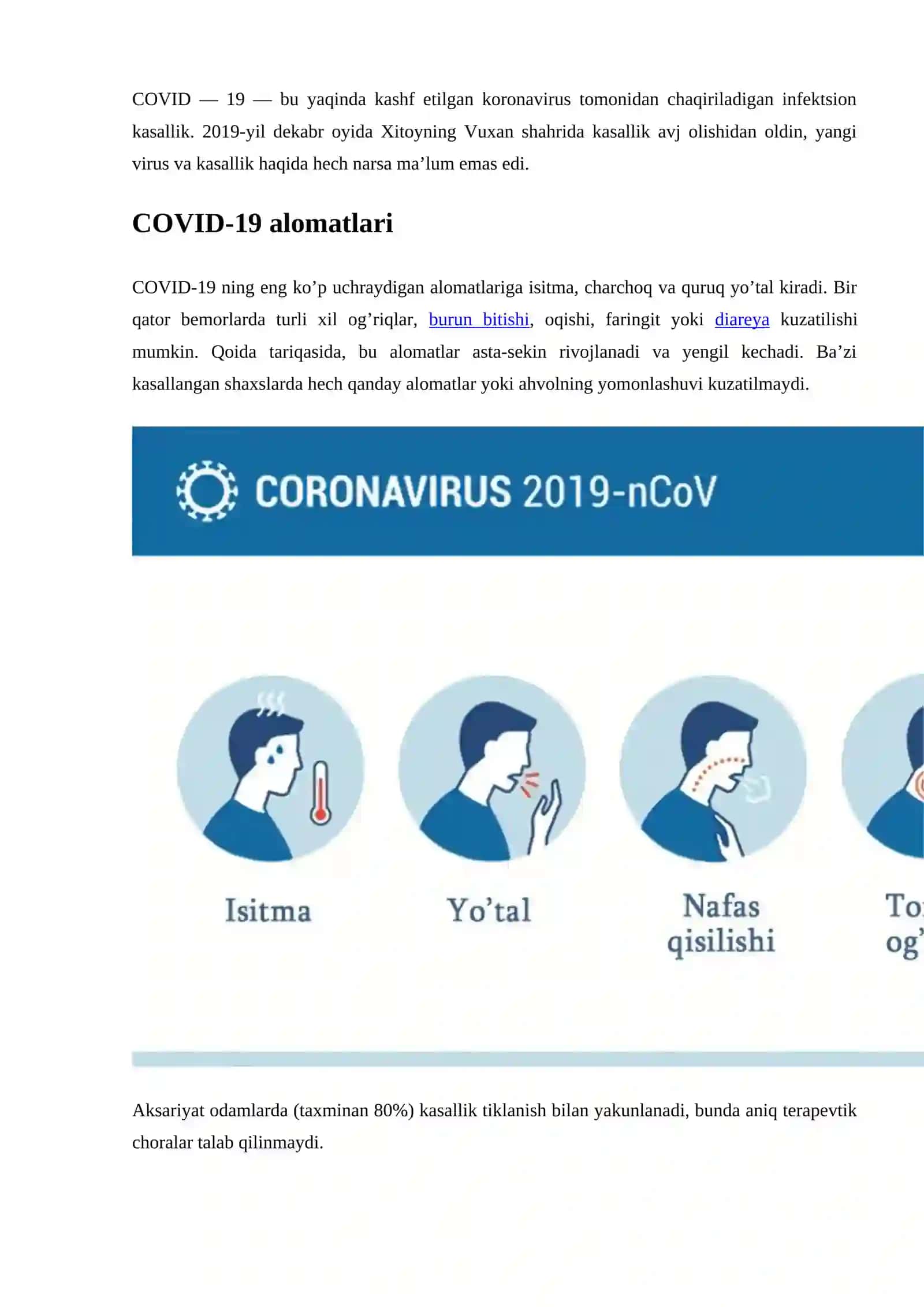 Koronavirus (COVID-19) kasalligi - JSST ko’rsatmalari 2