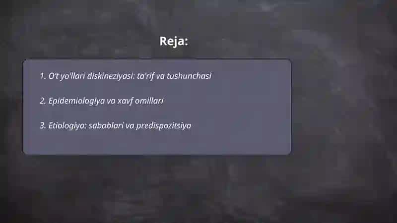Oʻt yoʻllari diskineziyasi 2
