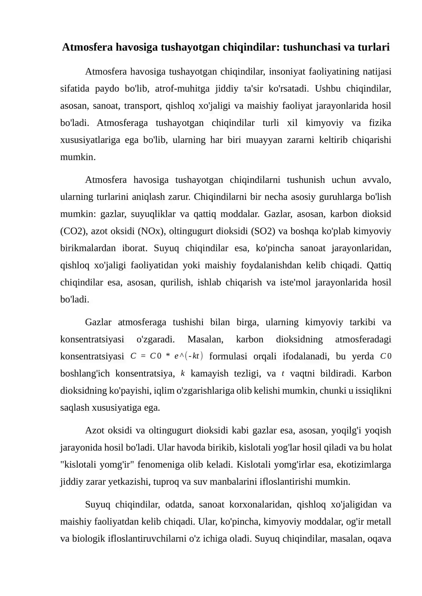 Atmosfera havosiga tushayotgan chiqindilar 2