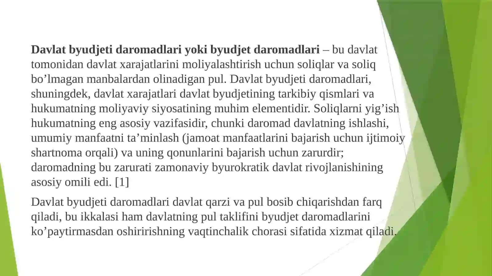 Davlat daromadlari va xarajatlari tizimi ularni takomillashtirish 2