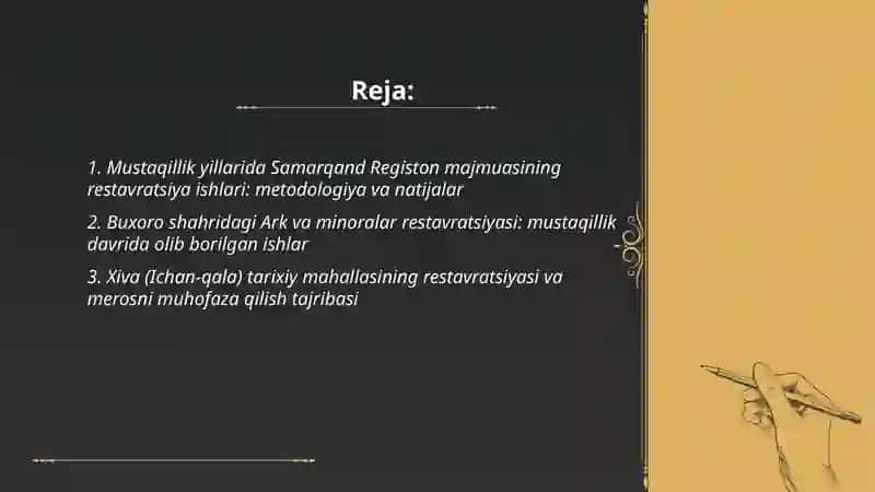 Mustaqillik yillarida yurtimiz shaharlarining tarixiy yodgorliklari restovratsiyasi 2