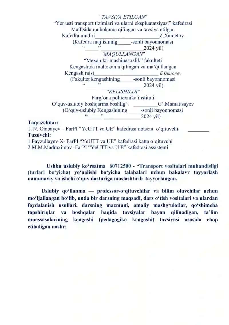 TRANSPORT VOSITALARI KONSTRUKSIYASI 2