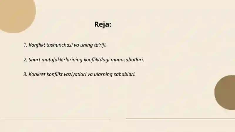 Shart mutafakkirlarining kanfliktlarni yuzaga kelish sabablari va ularni bartaraf etish haqidagi pedagogik g'oyalarini organish. 2